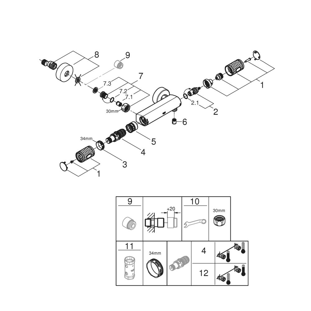 Термостат для душа GROHE Grohtherm 1000 Performance, хром (34827000)
