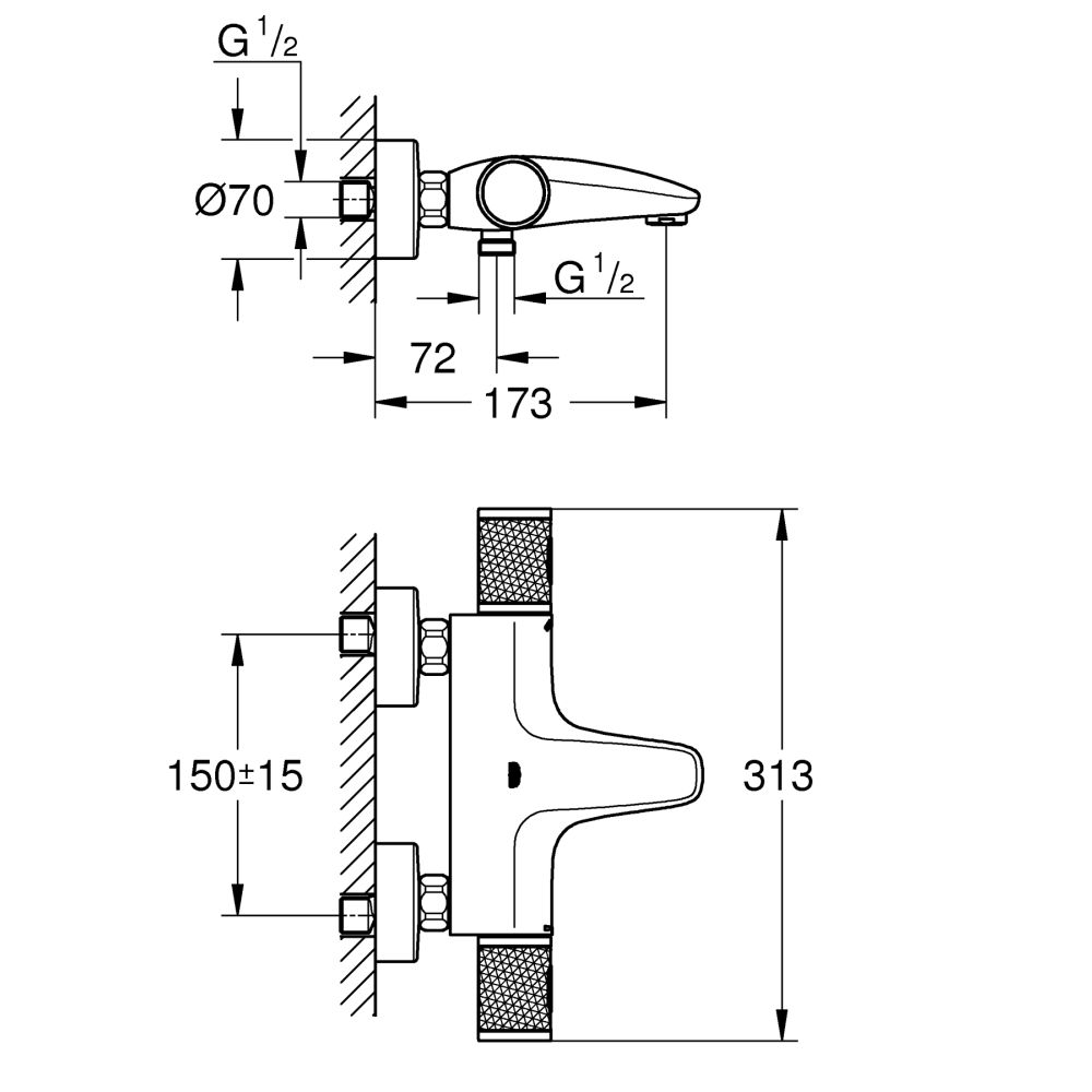 Термостат для ванны GROHE Grohtherm 1000 Performance, хром (34830000)