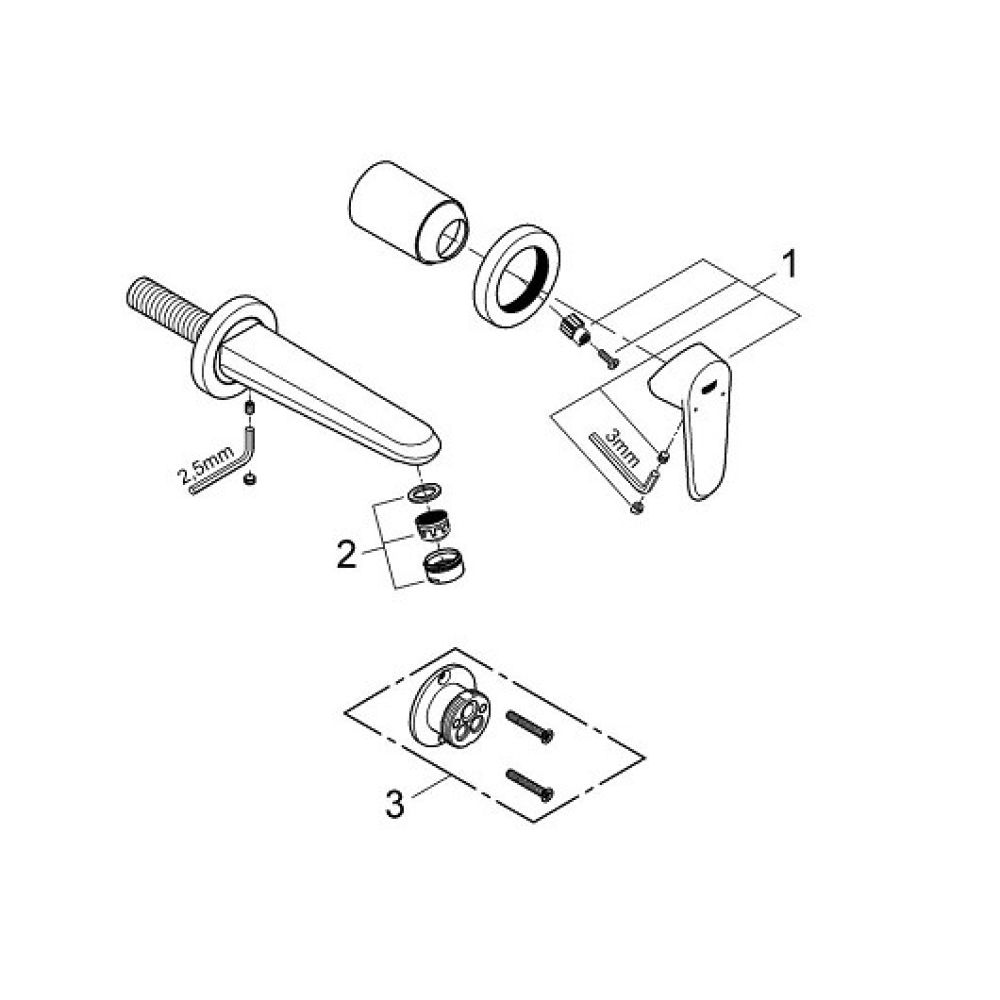 Внешняя часть смесителя для раковины GROHE Eurodisc Cosmopolitan на 2 отверстия, M-Size, хром (19573002)