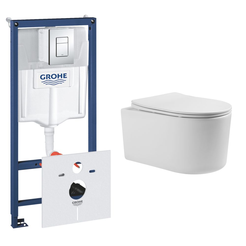 Комплект инсталляции GROHE 38775001 с унитазом Aquatek МИЯ и сиденьем с микролифтом (NW0150/S)
