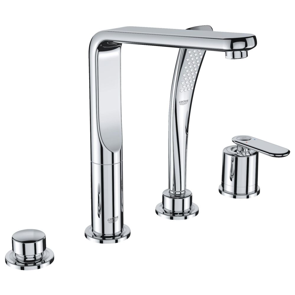 Смеситель для ванны GROHE Veris с душевым гарнитуром, на борт ванны, 4 отверстия, хром (19373000)