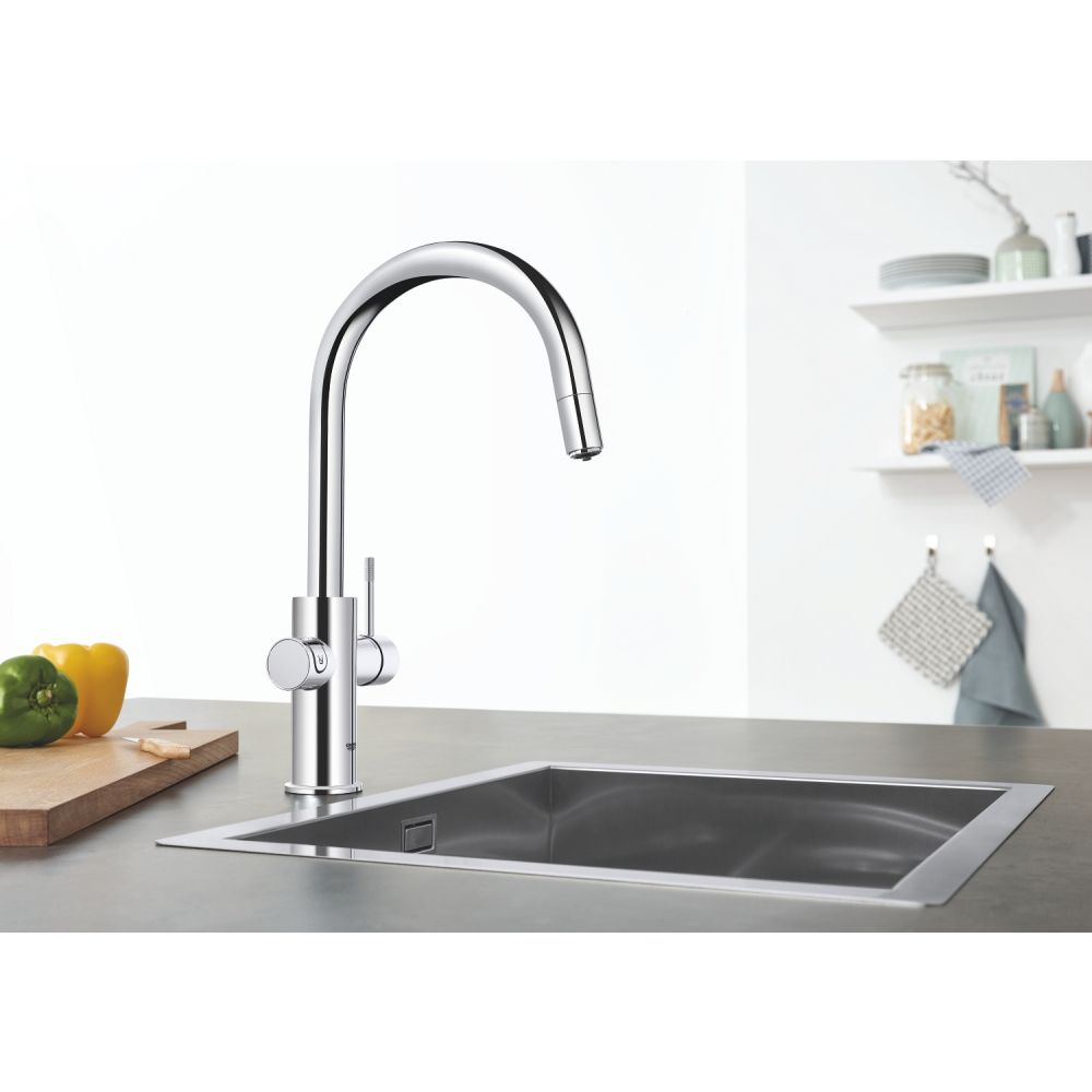 Смеситель для кухни GROHE Blue Home с системой фильтрации, охлаждения и газирования воды, Wi-Fi, хром (31541000)