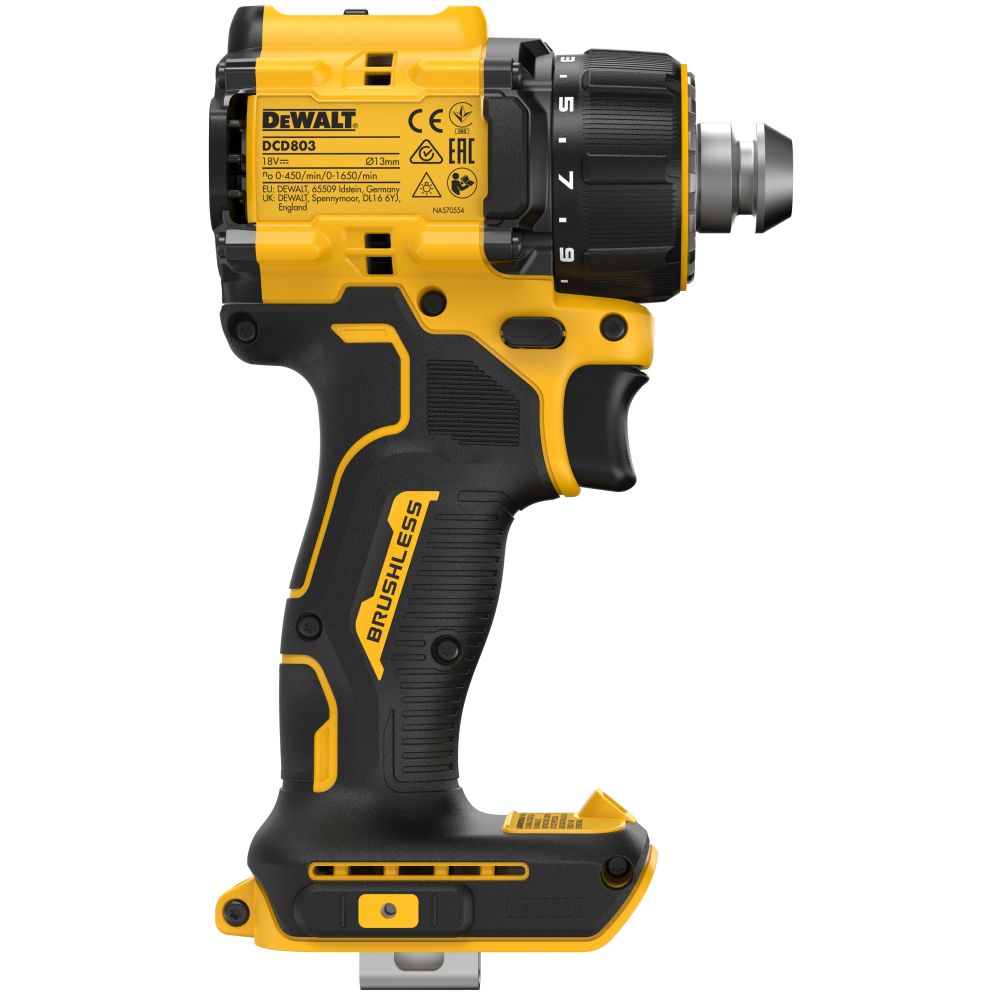 Аккумуляторная дрель-шуруповерт DEWALT DCD803NT, 18 В, 1650 об/мин, с комплектом насадок, в кейсе TSTAK (DCD803NT-XJ)
