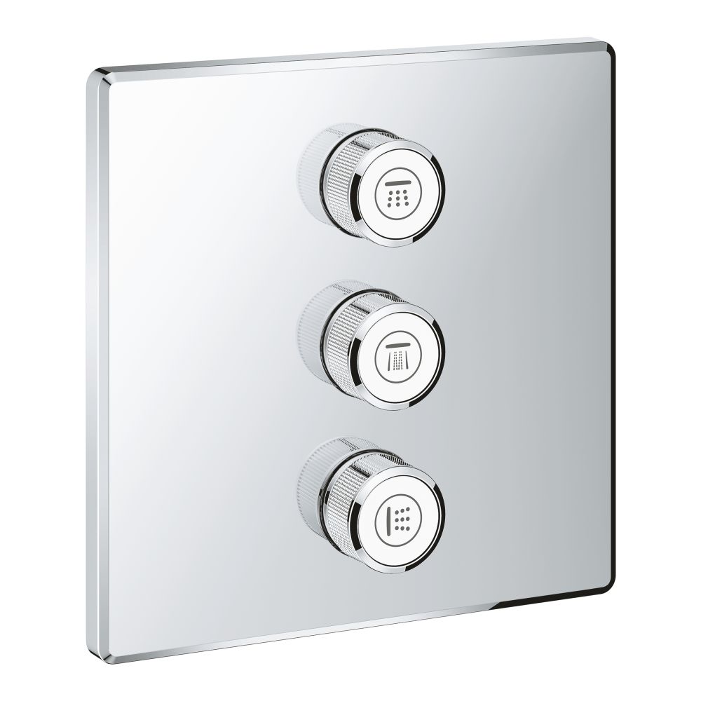 Внешняя часть переключателя потоков GROHE Grohtherm SmartControl на 3 положения, квадратная, хром (29127000)