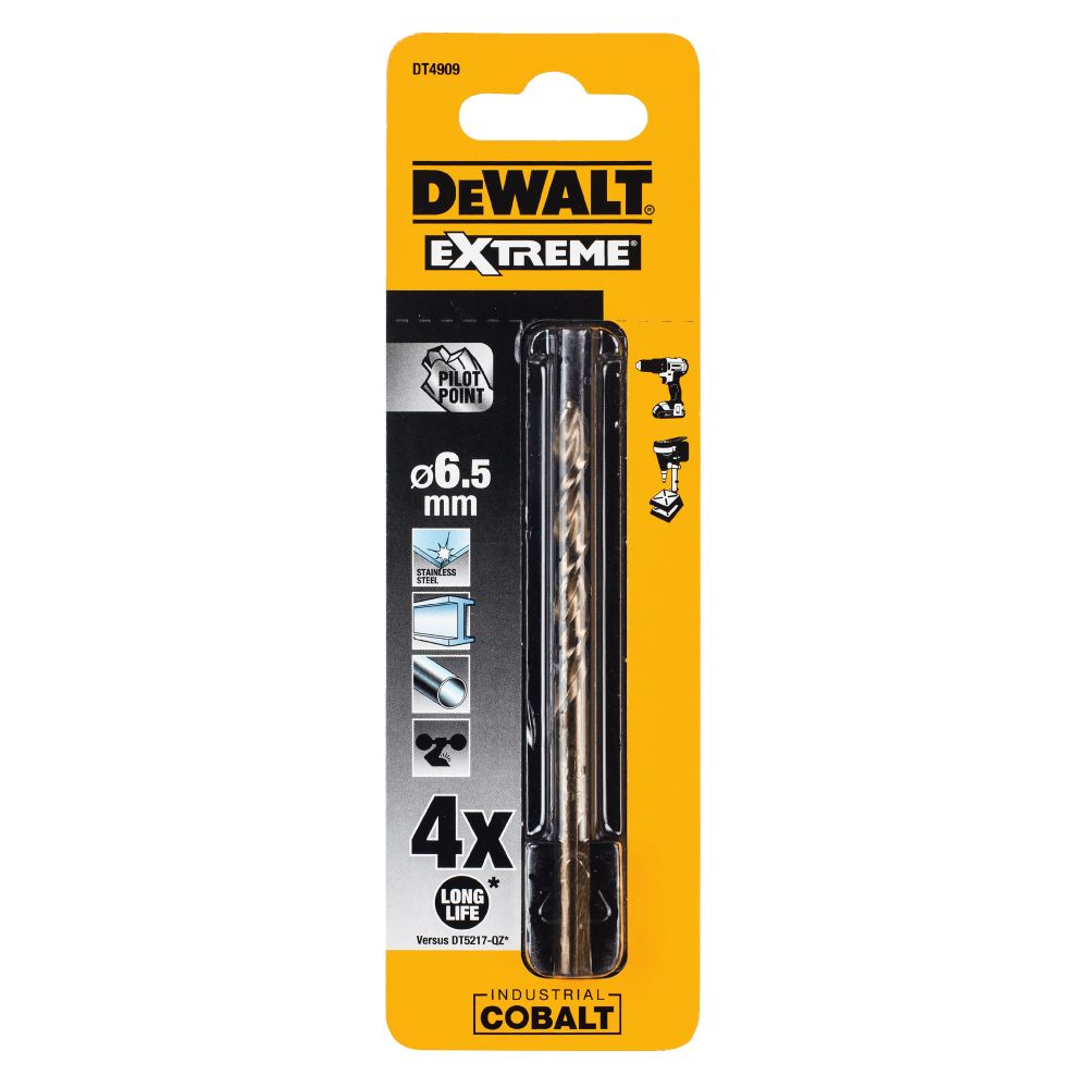 Сверло DEWALT DT4909, по металлу COBALT 5%, 6.5 x 101 x 58 мм
