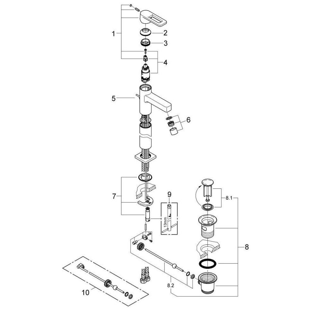 Смеситель для раковины GROHE Quadra, хром (32633000)