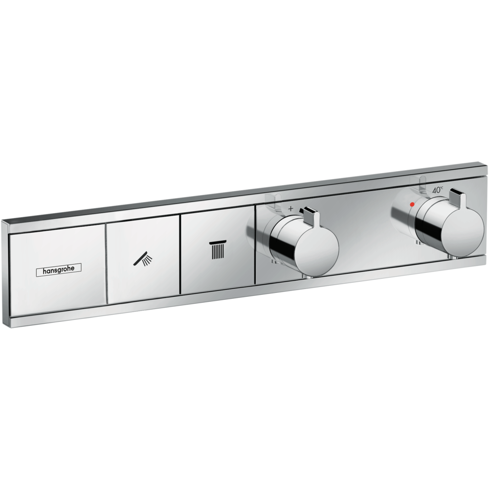 Внешняя часть термостата для душа hansgrohe RainSelect скрытого монтажа на 2 потребителя 15380000, хром