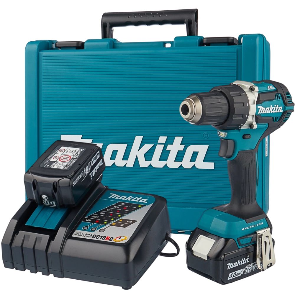 Аккумуляторная дрель-шуруповерт Makita, 18 В, 2000 об/мин, c 2 АКБ 4 Ач и ЗУ, в кейсе, DDF484RME