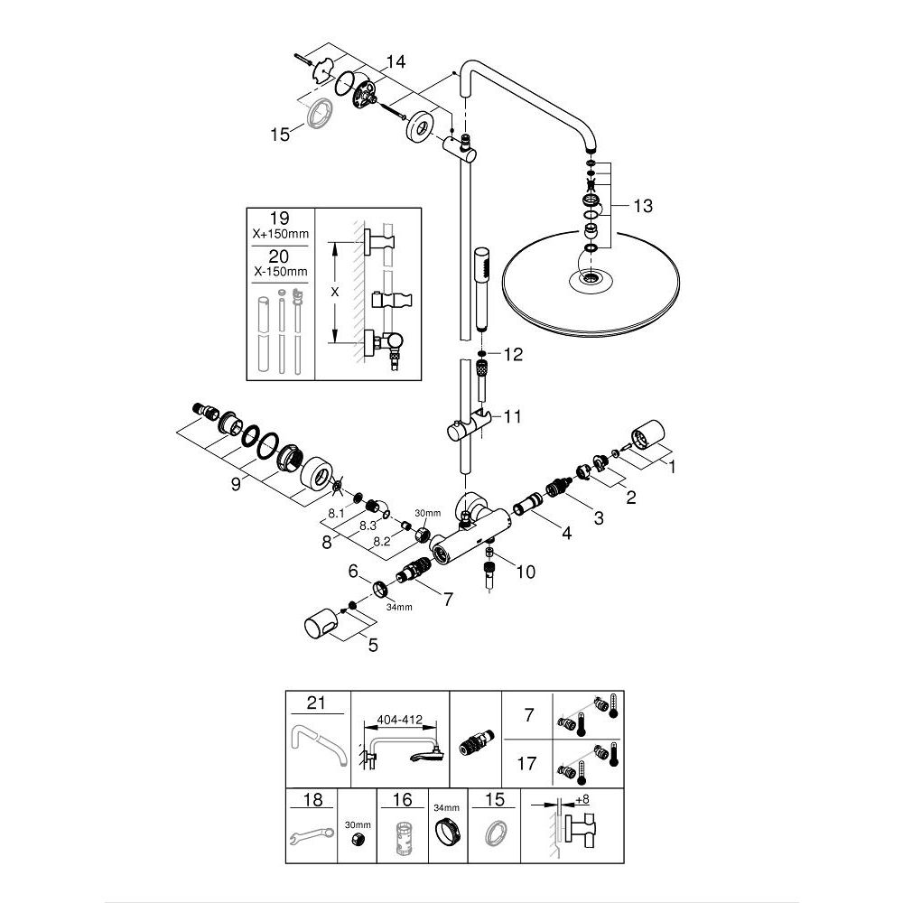 Душевая система GROHE Rainshower System 400 с термостатом для душа, хром (27174001)