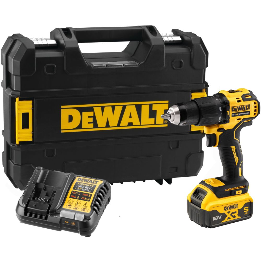 Ударная дрель-шуруповерт DEWALT DCD709P1T, 18 В, 1650 об/мин, 28050 уд/мин, с АКБ 5 Ач и ЗУ, в кейсе TSTAK (DCD709P1NT-XJ)