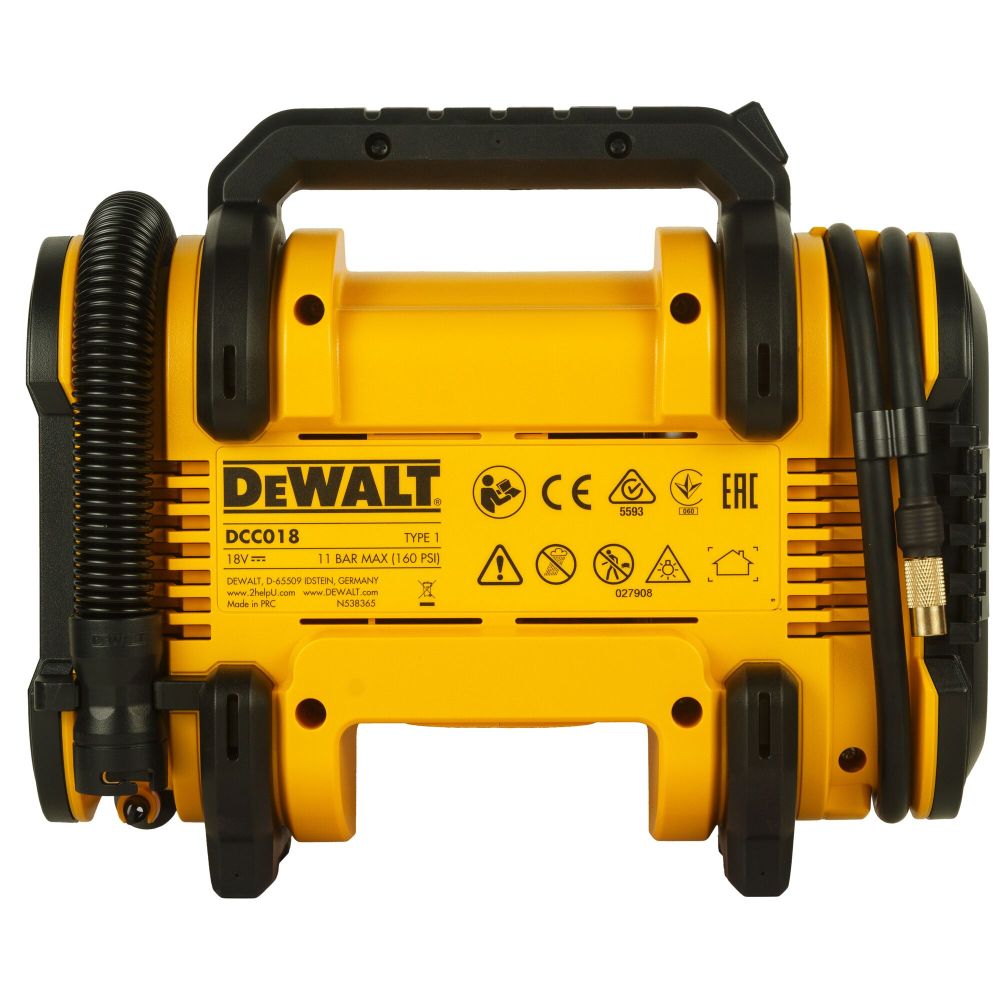 Аккумуляторный компрессор DEWALT DCC018N, 18 В, 11 бар, 14.7 л/мин, без АКБ и ЗУ