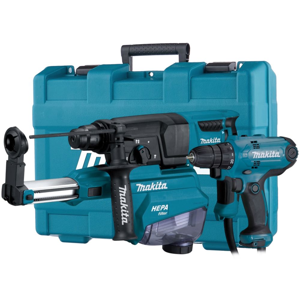 Набор электроинструмента Makita: дрель-шуруповерт DF0300 + перфоратор HR2652, в кейсе (ACSET-30)