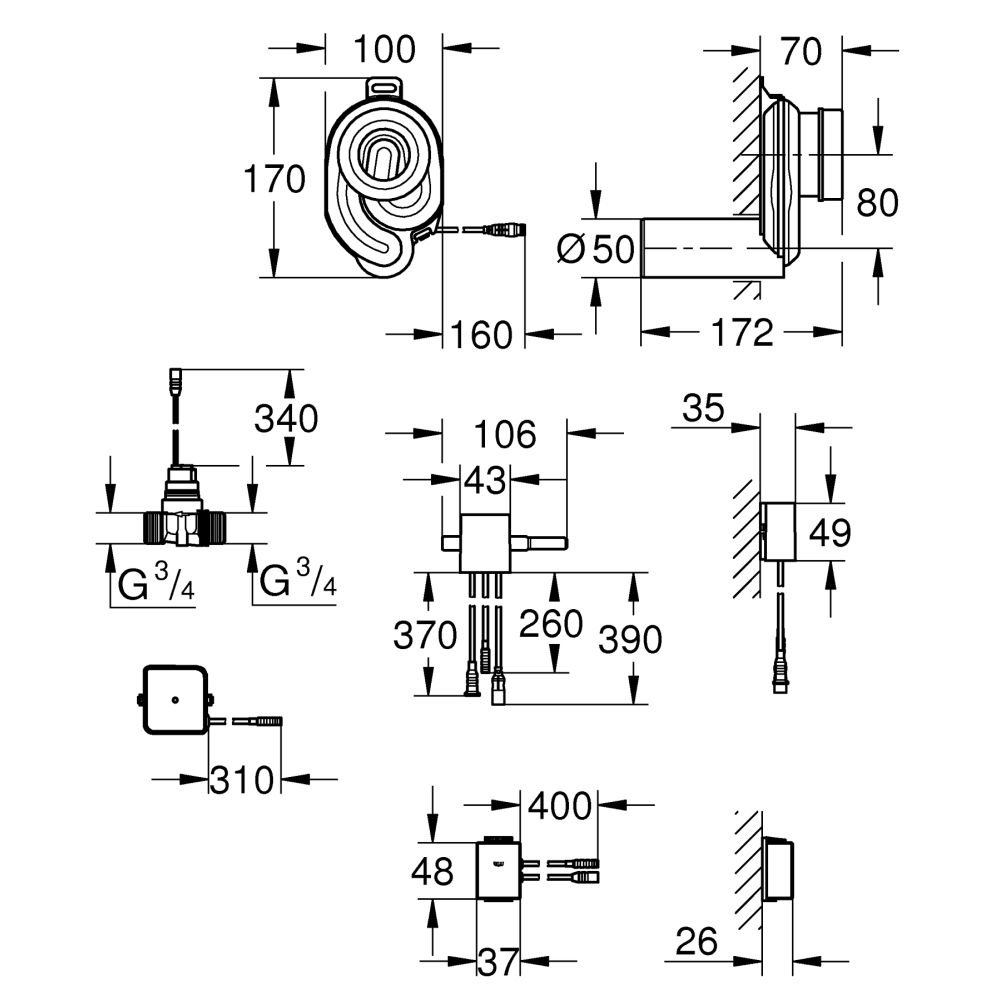 Сифон для писсуара GROHE, с температурным датчиком, с Bluetooth (39369000)
