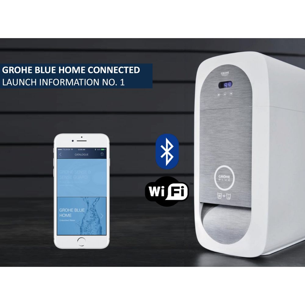 Смеситель для кухонной мойки GROHE Blue Home с системой фильтрации, охлаждения и газирования воды, Wi-Fi, суперсталь (31541DC0)