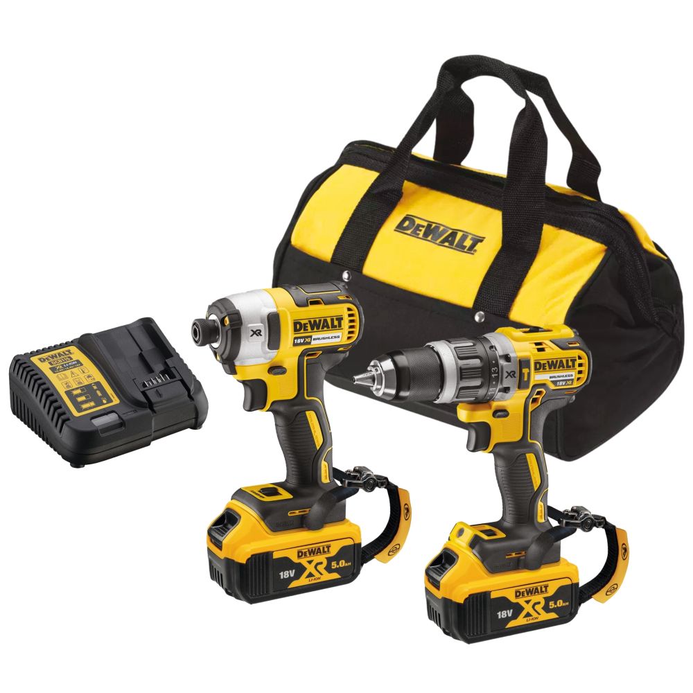 Аккумуляторный набор DEWALT DCK266P2LR, 18 В: ударная дрель-шуруповерт DCD796 + шуруповерт DCF887, с 2 АКБ 5 Ач и ЗУ, в сумке