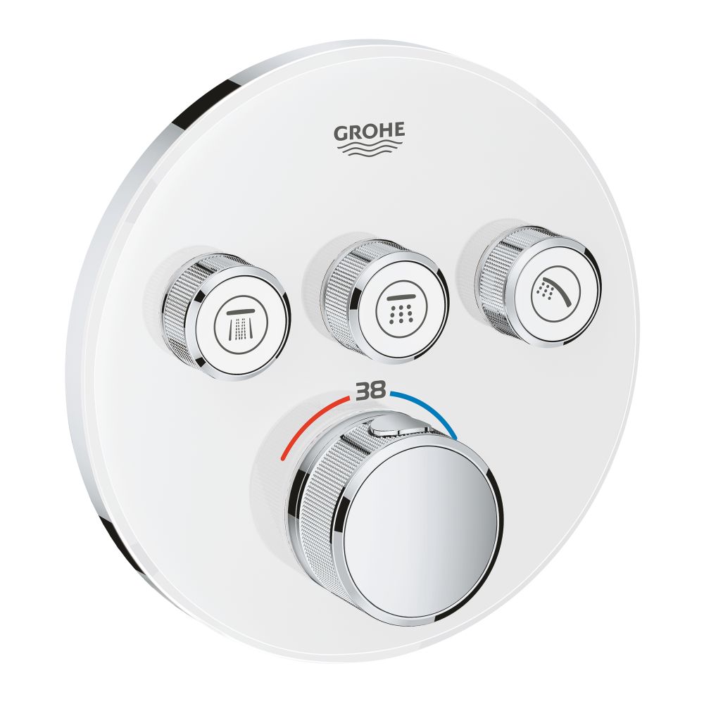 Внешняя часть термостата для ванны и душа GROHE Grohtherm SmartControl на 3 потребителя, белая луна (29904LS0)