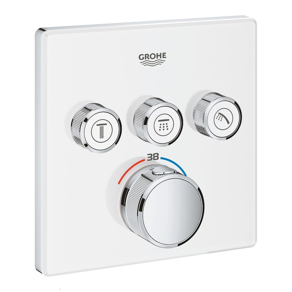 Внешняя часть термостата для ванны и душа GROHE Grohtherm SmartControl на 3 потребителя, белая луна (29157LS0)