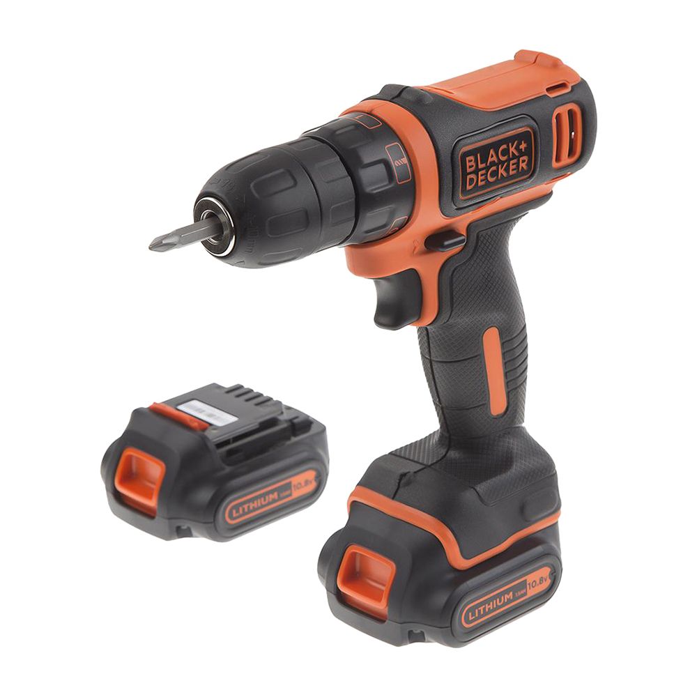 Аккумуляторная дрель-шуруповерт BLACK+DECKER BDCDD12K1B, 10.8 В, 2 Li-Ion аккумулятора 1.5 Ач, зарядное устройство