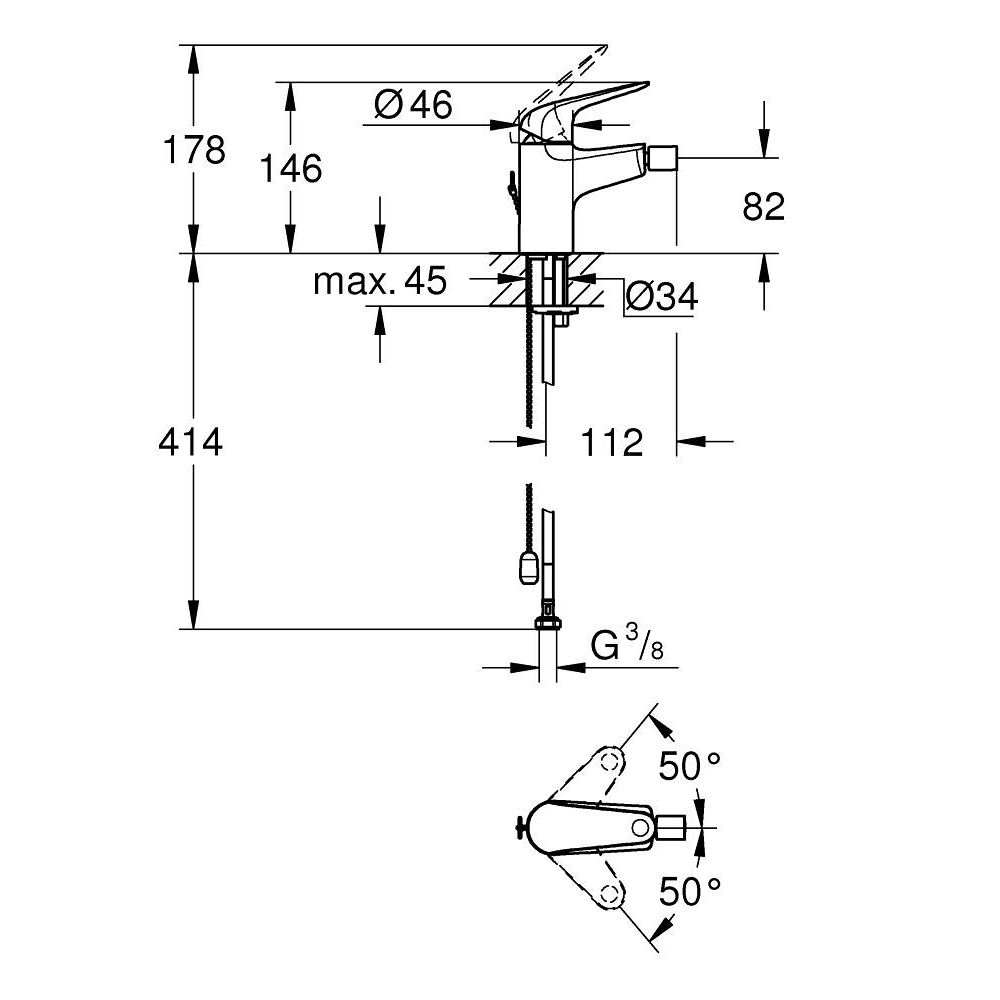 Смеситель для биде GROHE Euroeco, хром (32882001)