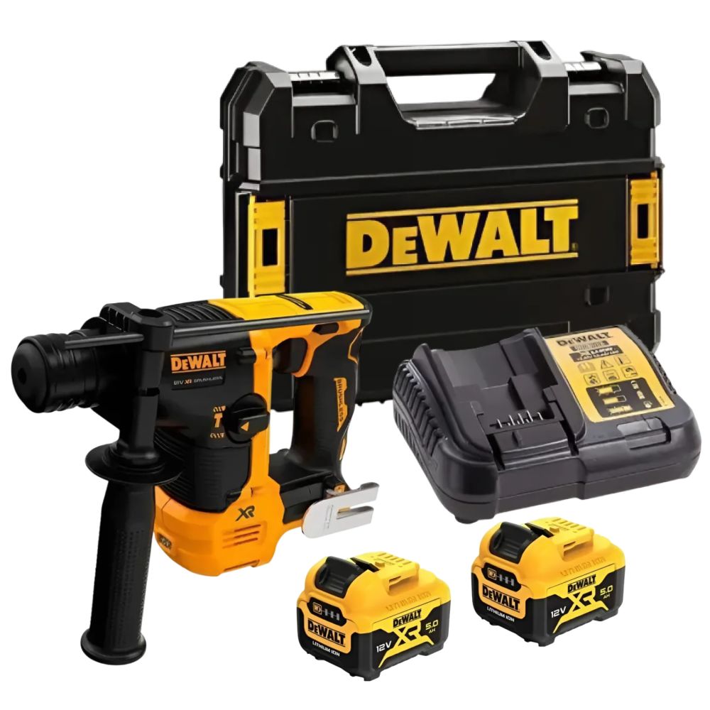 Аккумуляторный перфоратор DEWALT DCH072, 12 В, 1.2 Дж, 4280 уд/мин, с 2 АКБ 5 Ач и ЗУ, в кейсе TSTAK (DCH072P2-QW)