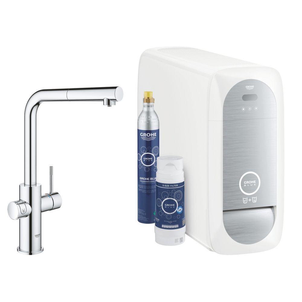 Смеситель для кухонной мойки GROHE Blue Home с системой фильтрации, охлаждения и газирования воды, Wi-Fi, хром (31539000)