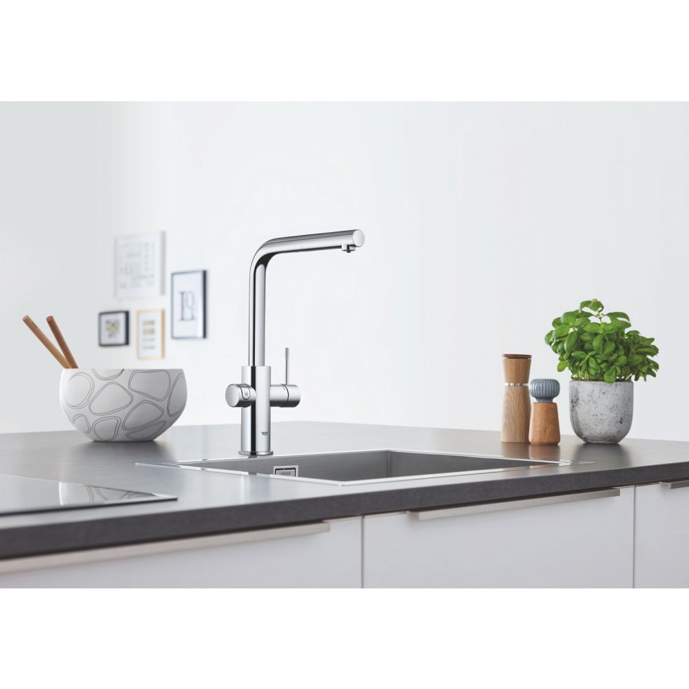 Смеситель для кухонной мойки GROHE Blue Home с системой фильтрации, охлаждения и газирования воды, Wi-Fi, хром (31539000)