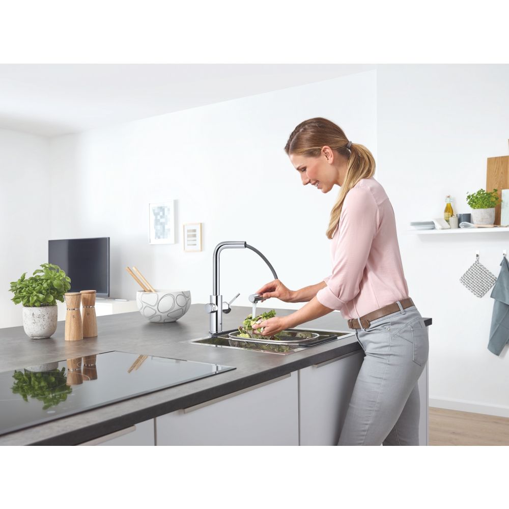 Смеситель для кухонной мойки GROHE Blue Home с системой фильтрации, охлаждения и газирования воды, Wi-Fi, хром (31539000)