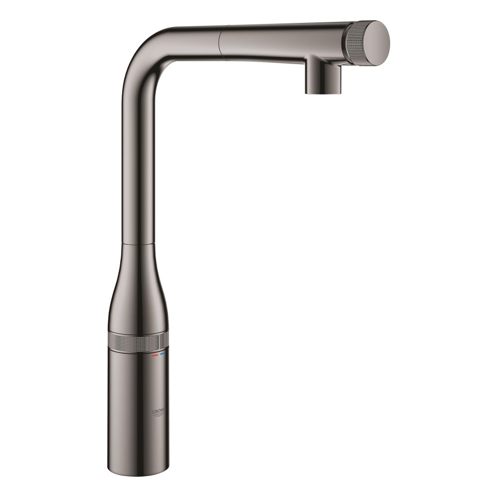Смеситель для кухни GROHE Essence SmartControl с вытяжным изливом, темный графит глянец (31615A00)