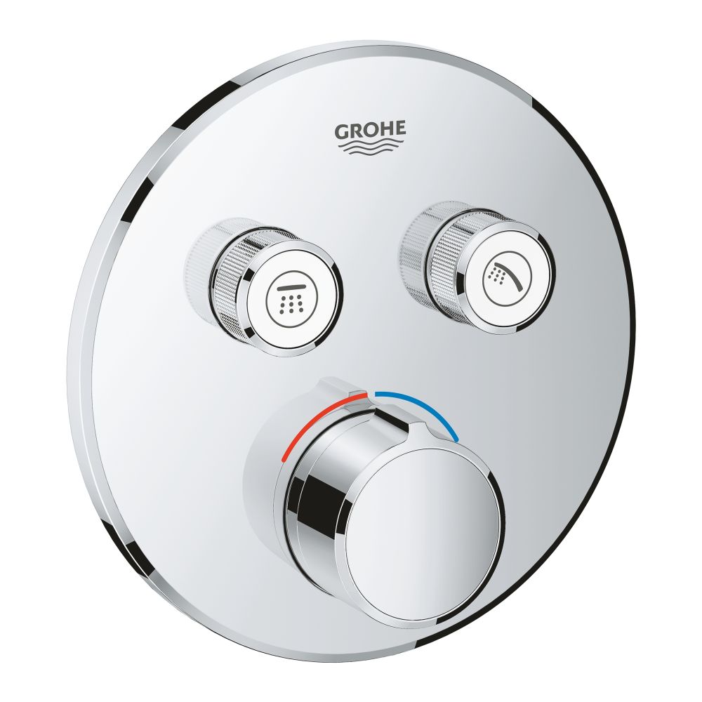 Внешняя часть смесителя для ванны и душа GROHE SmartControl круглая, на 2 потребителя, хром (29145000)