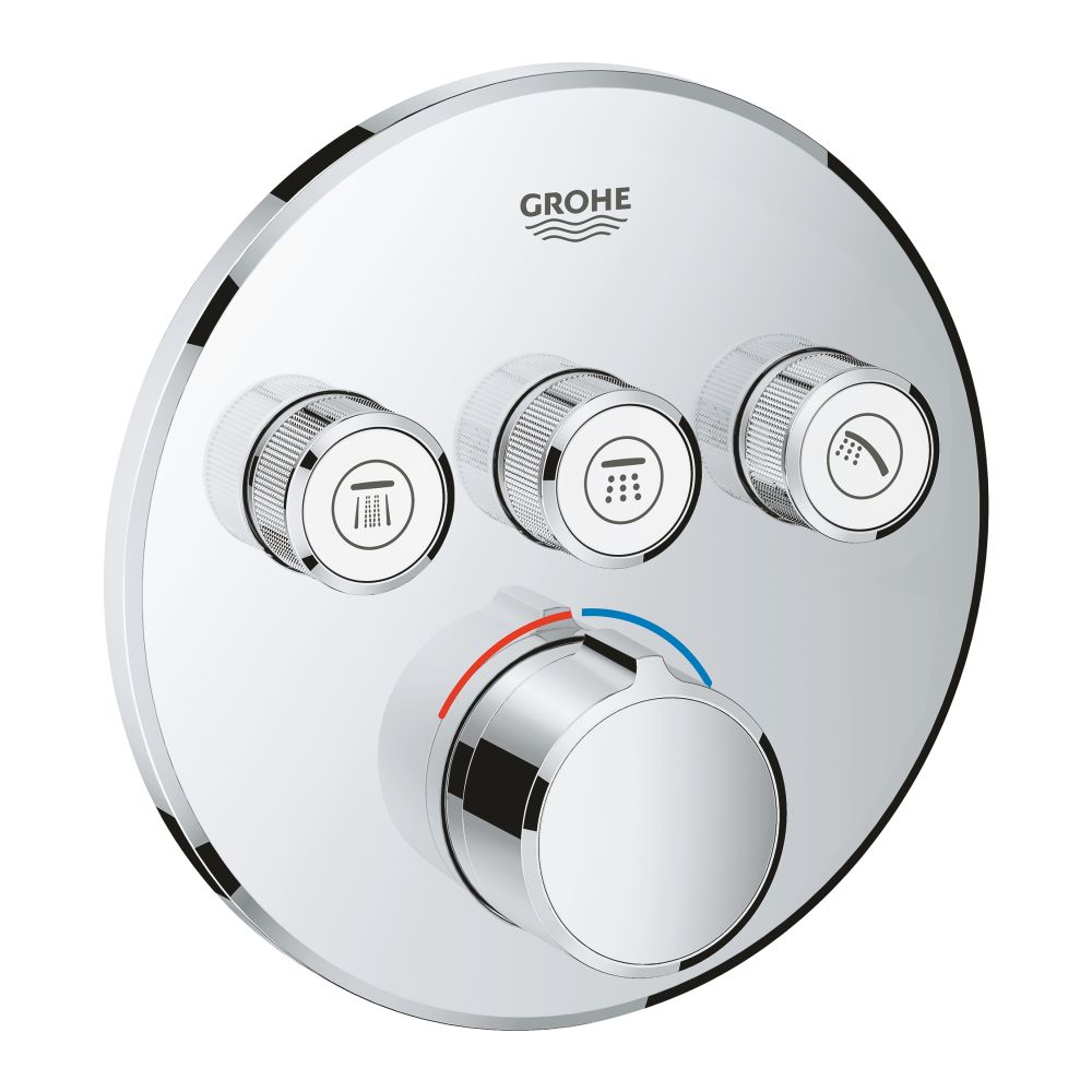 Внешняя часть смесителя для ванны и душа GROHE SmartControl круглая, на 3 потребителя, хром (29146000)