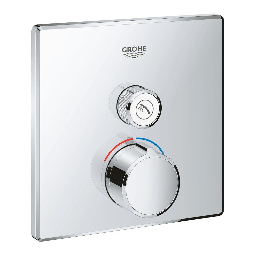 Внешняя часть смесителя для ванны и душа GROHE SmartControl квадратная, на 1 потребителя, хром (29147000)