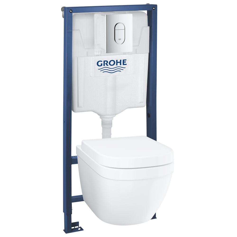 Комплект инсталляции GROHE Solido 5 в 1 с подвесным унитазом Euro Ceramic и сиденьем (39536000)