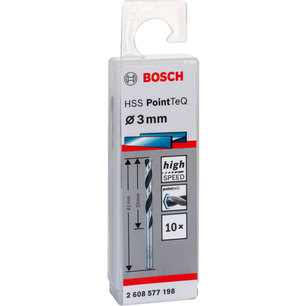 Cверло по металлу Bosch HSS PointTeQ 2608577198, 3 мм, 10 шт.