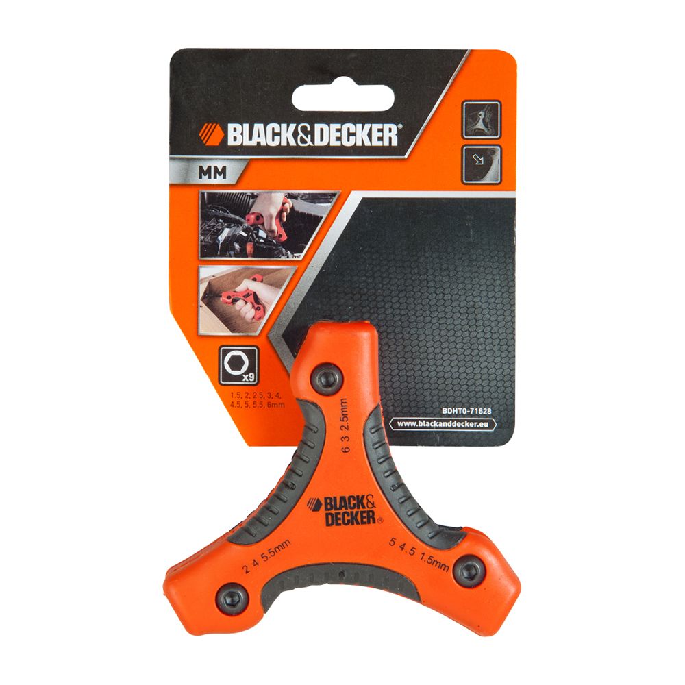 Набор из 9 шестигранных торцевых ключей BLACK+DECKER BDHT0-71628