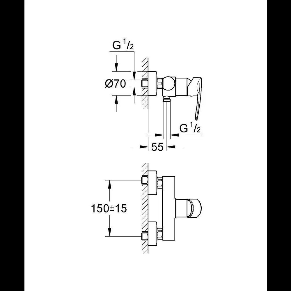 Душевой набор GROHE Vitalio Start System 180 Flex со смесителем для душа, хром (NSB0161)