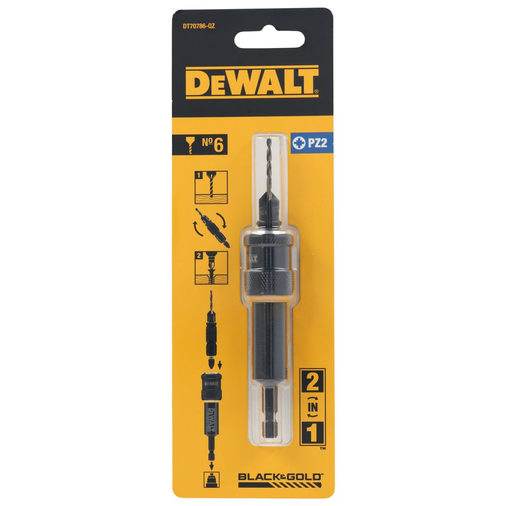 Быстросменный узел DEWALT Flip&Drive DT70786: бита PZ2, 25 мм + пилотное сверло с зенкером, 2.38 мм