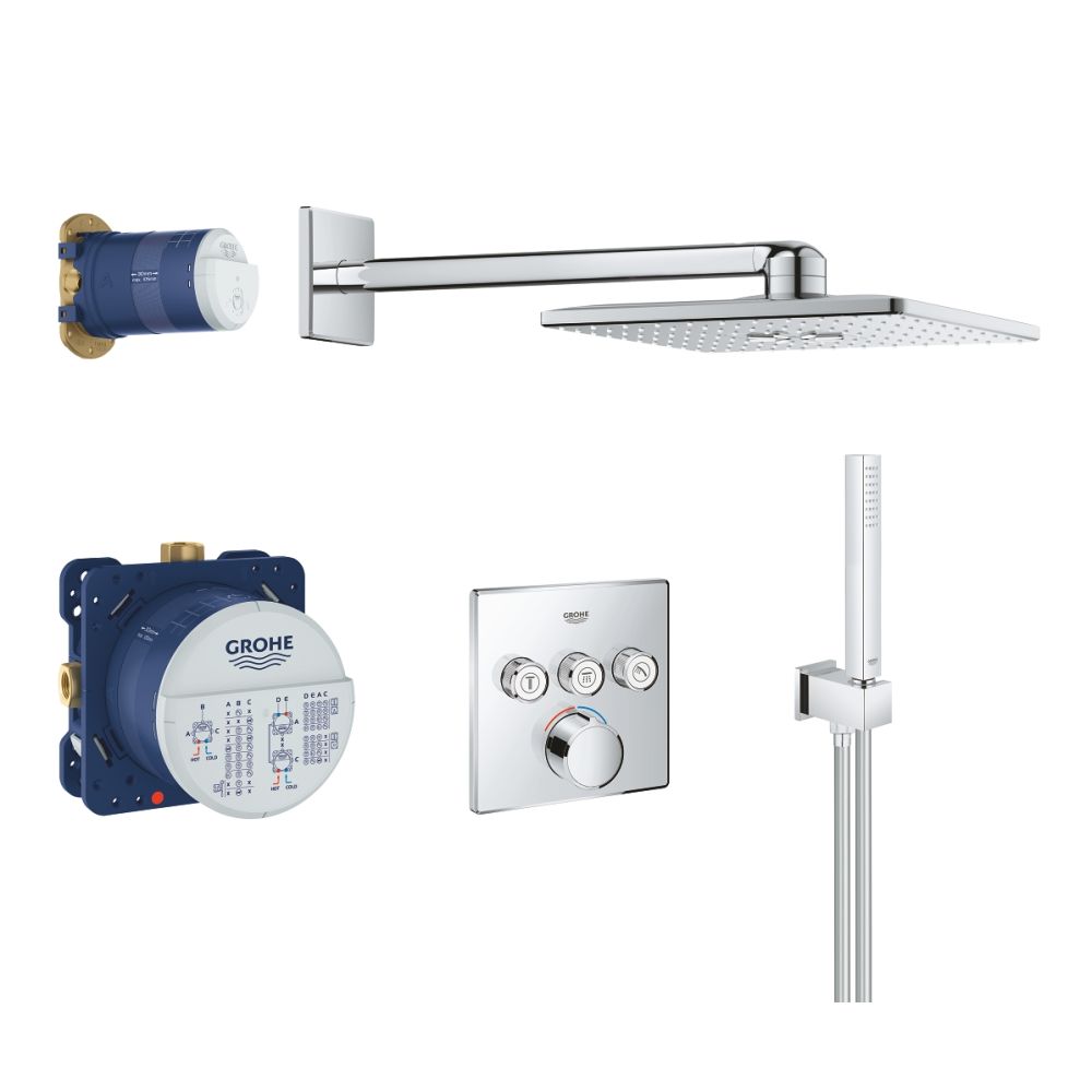 Набор для комплектации душа, GROHE SmartControl, с душевым гарнитуром и верхним душем, хром, (34712000)