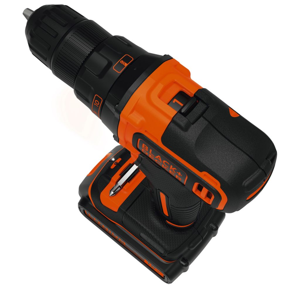 Аккумуляторная дрель-шуруповерт BLACK+DECKER BDCDD186K1B, 18 В, 2 Li-Ion аккумулятора 1.5 Ач, зарядное устройство