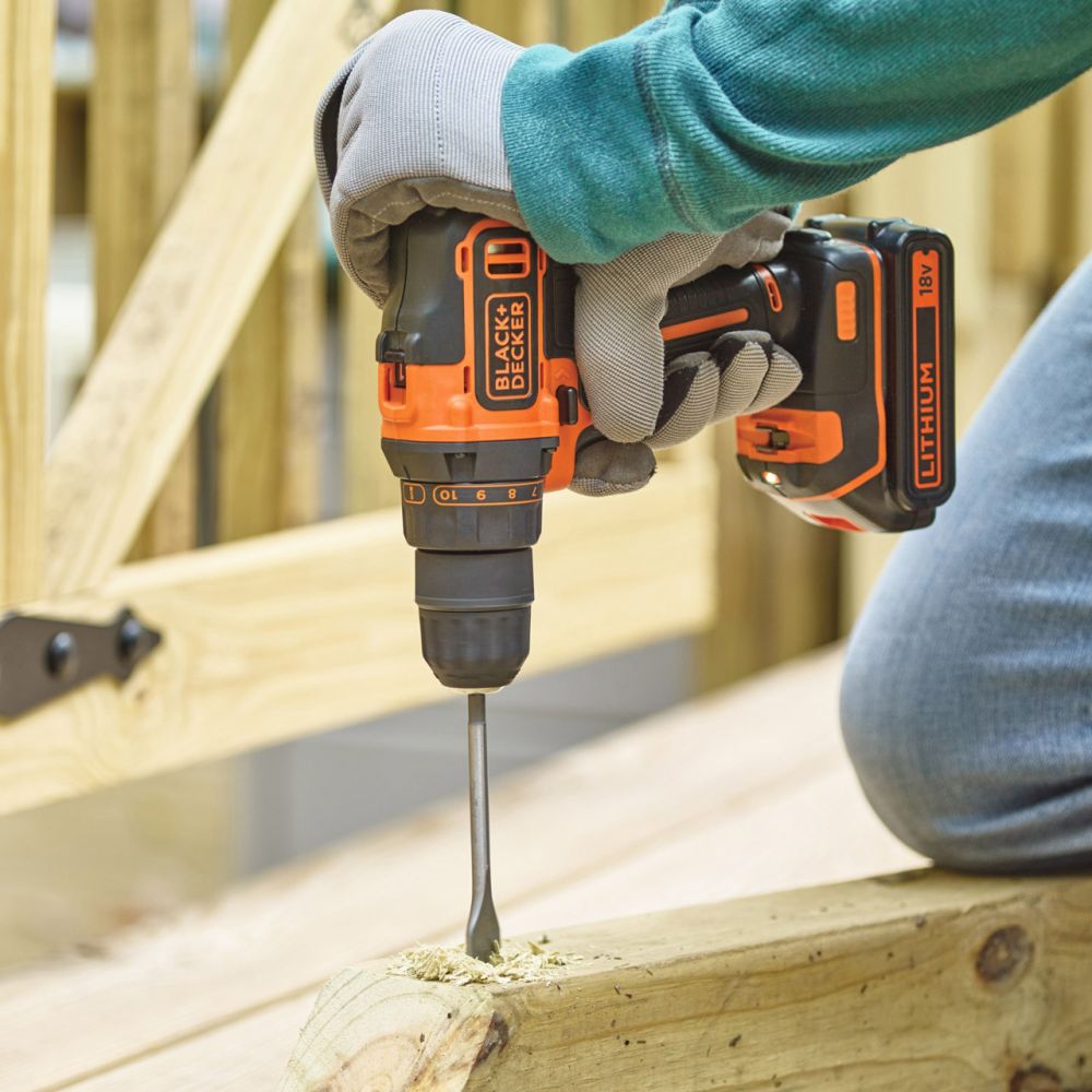 Аккумуляторная дрель-шуруповерт BLACK+DECKER BDCDD186K1B, 18 В, 2 Li-Ion аккумулятора 1.5 Ач, зарядное устройство