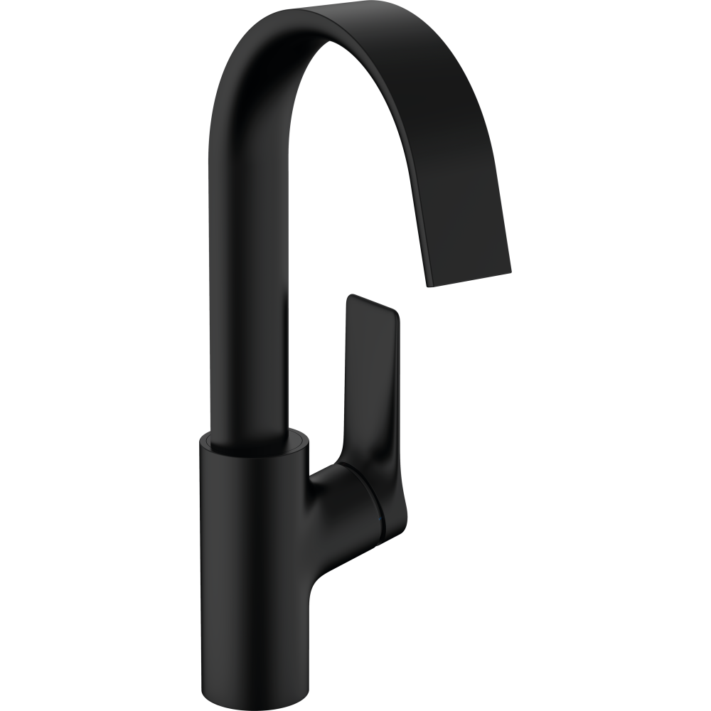 Смеситель для раковины hansgrohe Vivenis 210 с поворотным изливом, со сливным гарнитуром 75030670, матовый черный