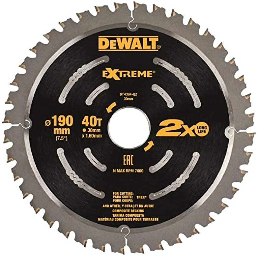 Пильный диск DEWALT DT4394, по дереву, 190х30х1 мм (DT4394-QZ)