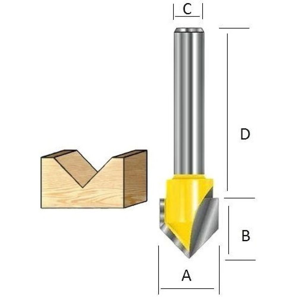 Фреза V-образная 90° Makita 12, 7х12, 7х12х38х2Т, D-10702