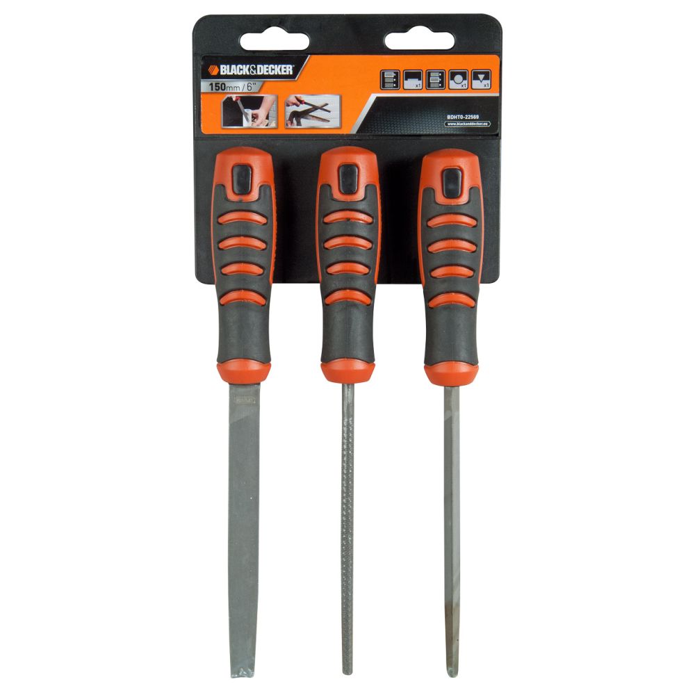 Набор из 3-х напильников BLACK+DECKER BDHT0-22569, 150 мм