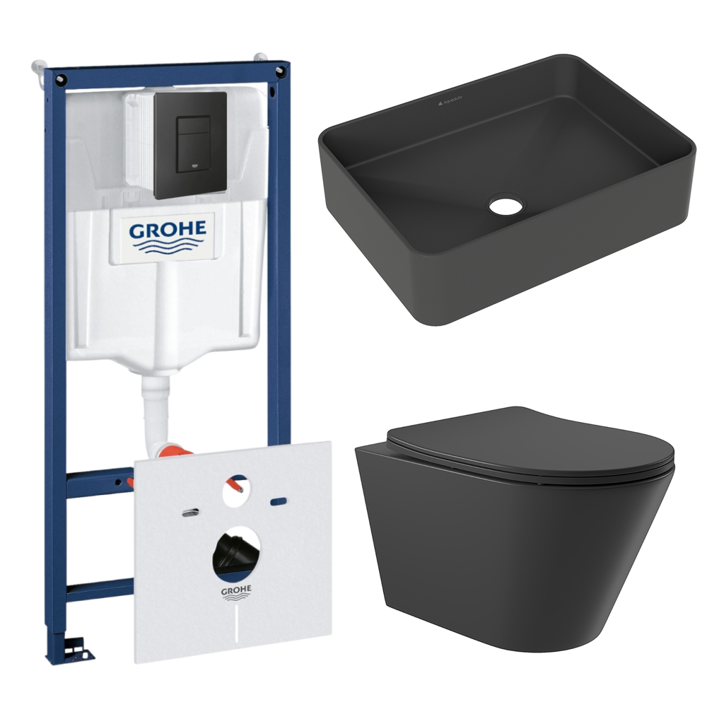 Комплект инсталляции GROHE Solido 38811KF0 с унитазом Aqueduto CONE CONT2140 и раковиной Aqueduto ESPIRAL ESP0440 (NW0644)