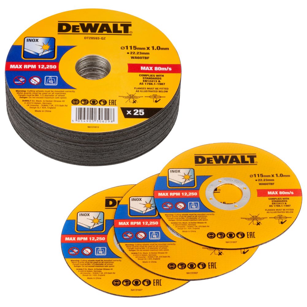 Диск отрезной DEWALT DT20593, по металлу, 115х22.23х1 мм, 25 шт. (DT20593-QZ)