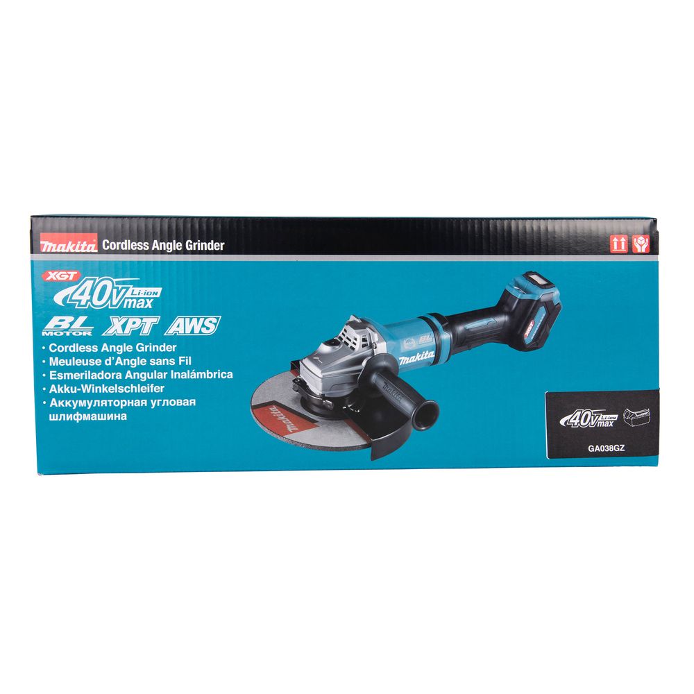 Аккумуляторная угловая шлифмашина Makita GA038GZ, 40 В, 230 мм, 6600 об/мин, без АКБ и ЗУ
