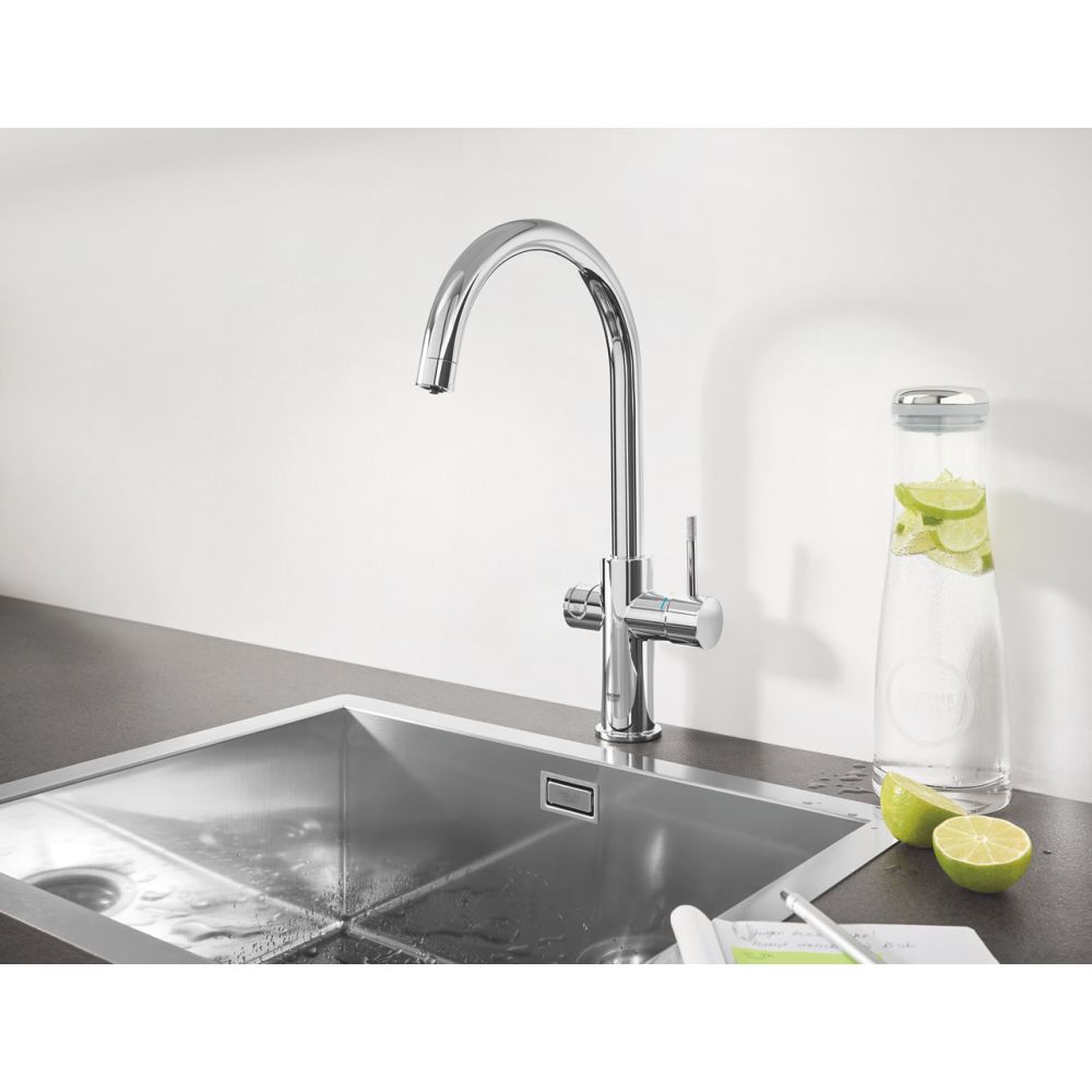 Смеситель для кухонной мойки GROHE Blue Professional с функцией фильтрации, с системой охлаждения и газирования воды, Wi-Fi, хром (31323002)