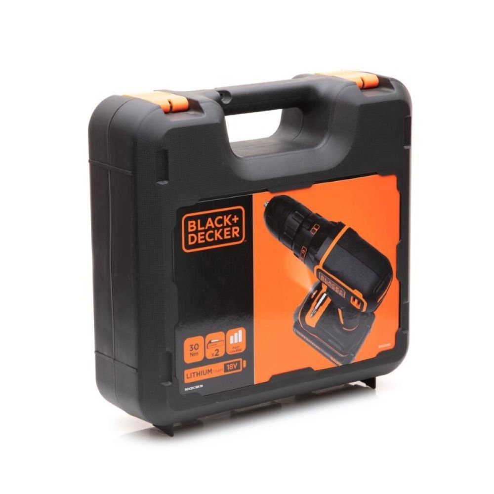 Аккумуляторная дрель-шуруповерт BLACK+DECKER BDCDC18K1B, 18.0 В, 2 Li-Ion аккумулятора 1.5 Ач