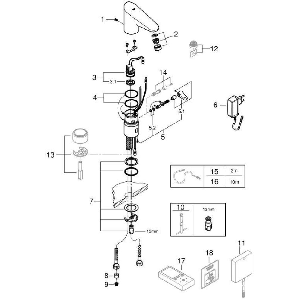 Смеситель для раковины GROHE Europlus E инфракрасный, хром (36207001)