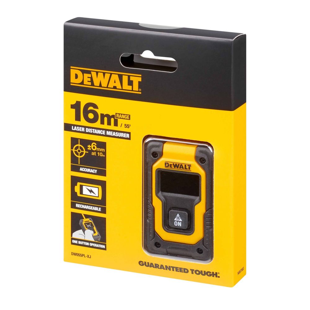 Аккумуляторный лазерный дальномер DEWALT, карманный, 3.6 В, 16 м, со встроенной АКБ, DW055PL